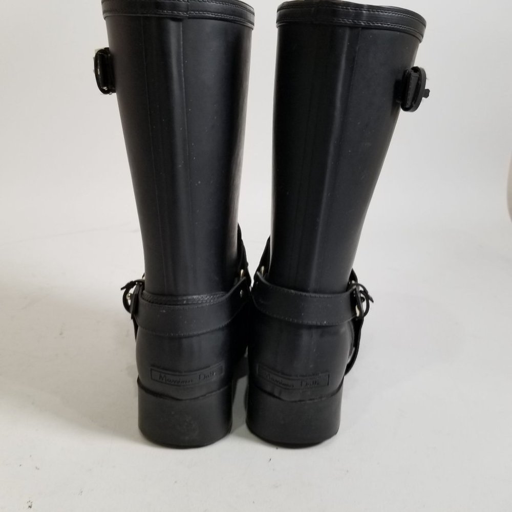 Massimo Dutti Rain Boot Tall Rubber Fringe Black Ring Strap US 6.5 EUR 37 - Picture 5 of 16